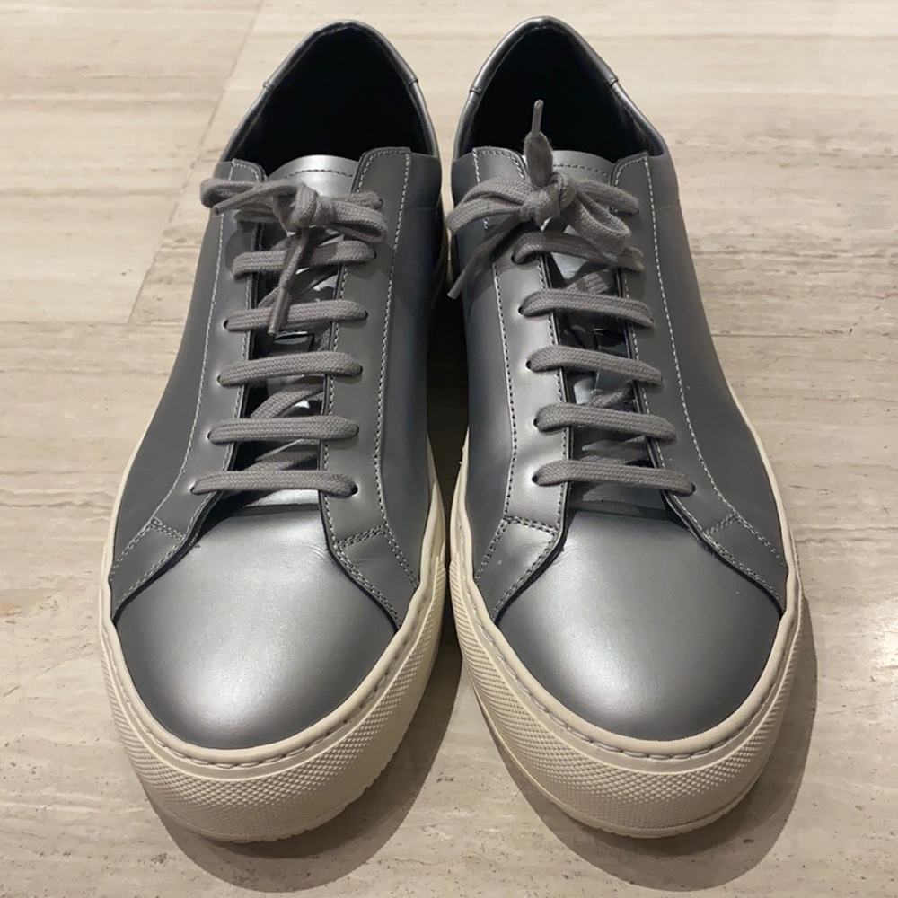 COPY - Common Projects silver leather low top size 10.5